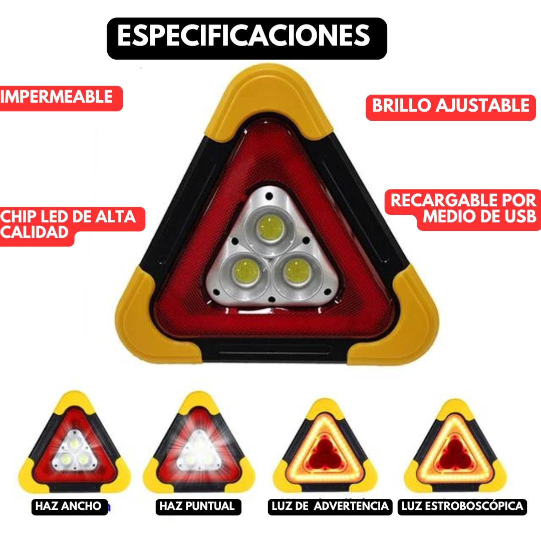 HURRYSAFE®️ PRO TRIÁNGULO DE EMERGENCIA RECARGABLE